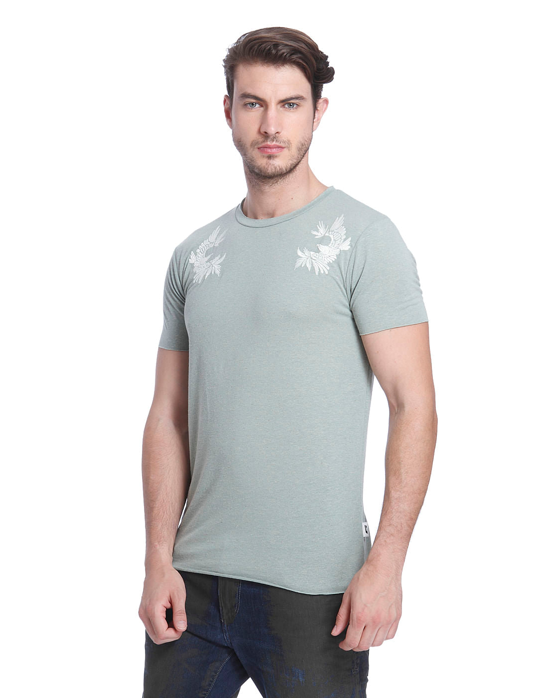 Green Graphic Print Crew Neck T-Shirt