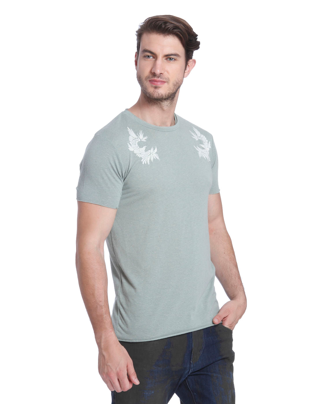 Green Graphic Print Crew Neck T-Shirt