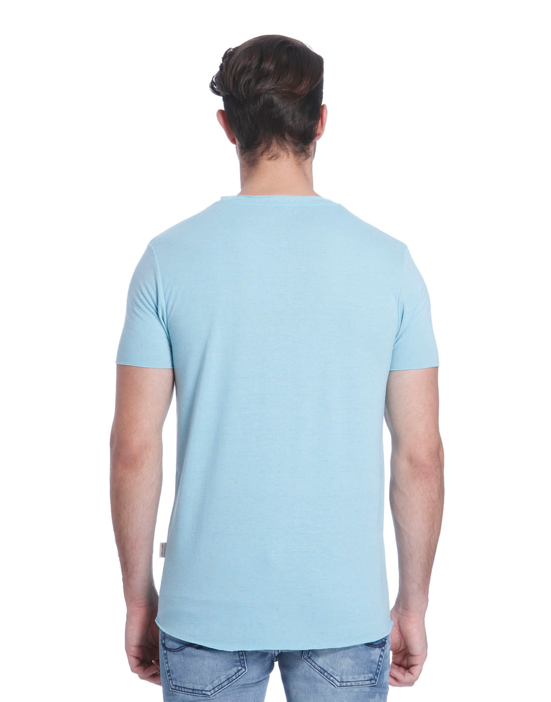 Light Blue Graphic Print Crew Neck T-Shirt
