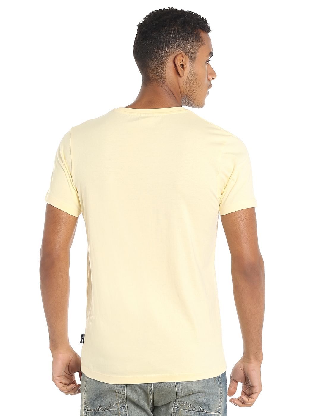 Yellow Tropical Print Crew Neck T-Shirt