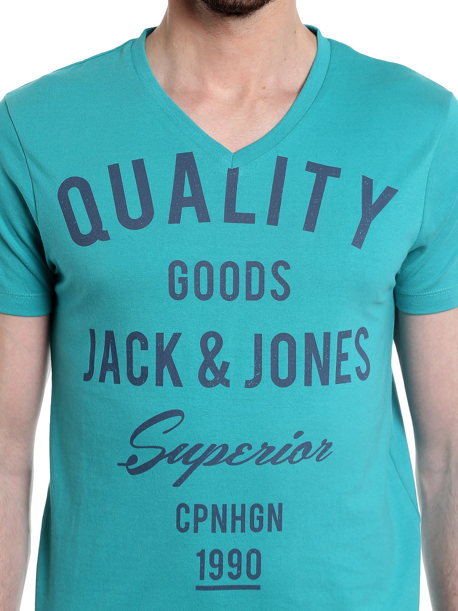 Turquoise Graphic Print V-Neck T-Shirt