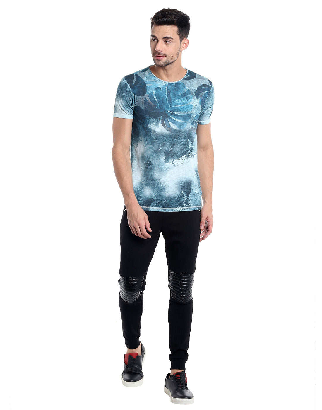 Blue Graphic Print Crew Neck T-Shirt