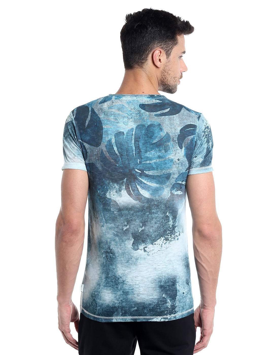 Blue Graphic Print Crew Neck T-Shirt