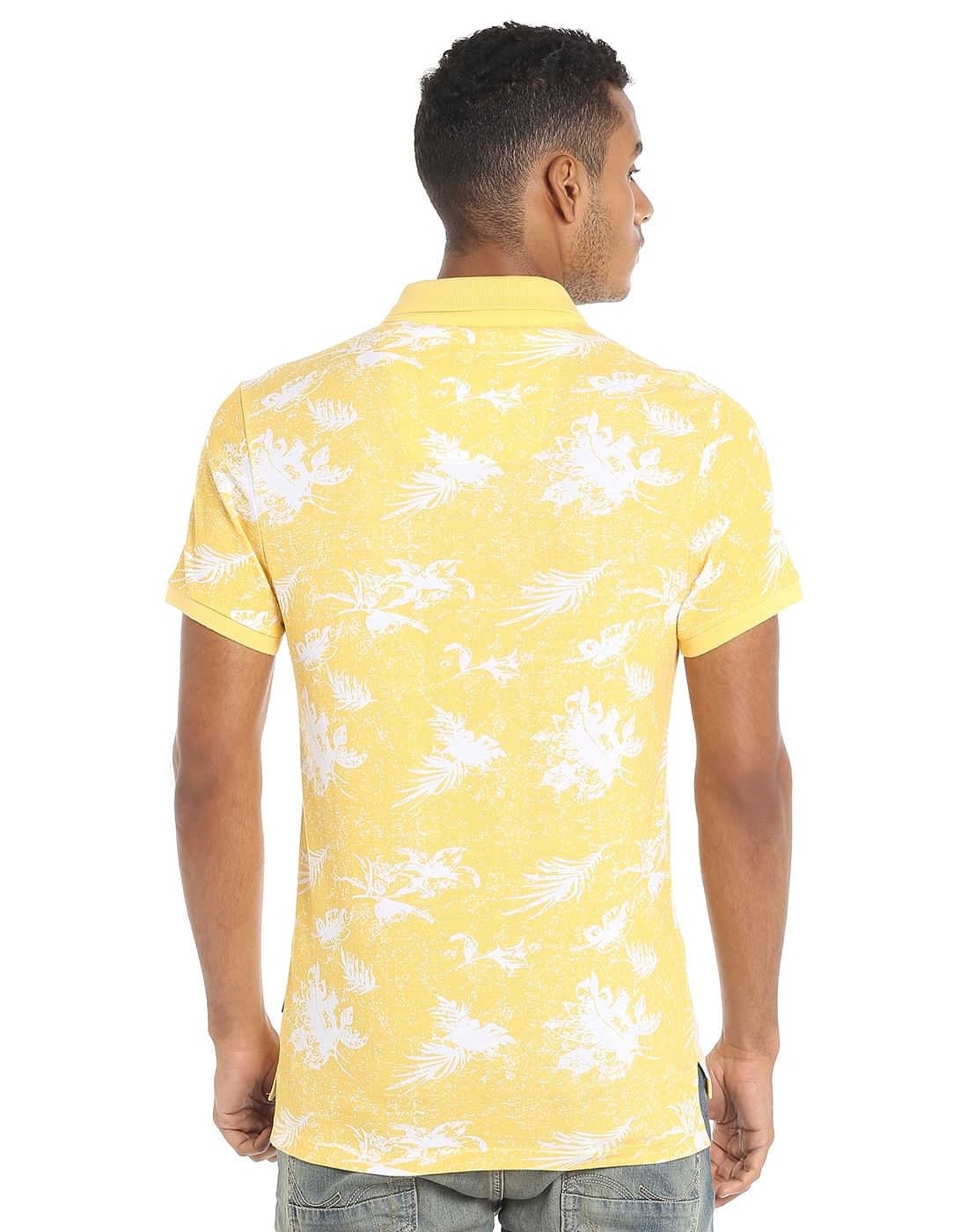 Yellow Printed Polo T-Shirt