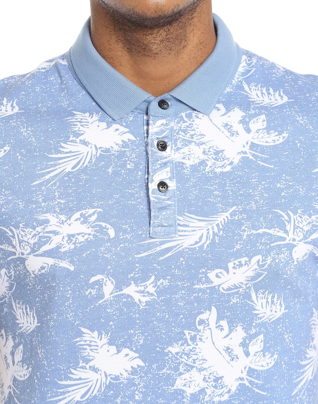 Powder Blue Printed Polo T-Shirt