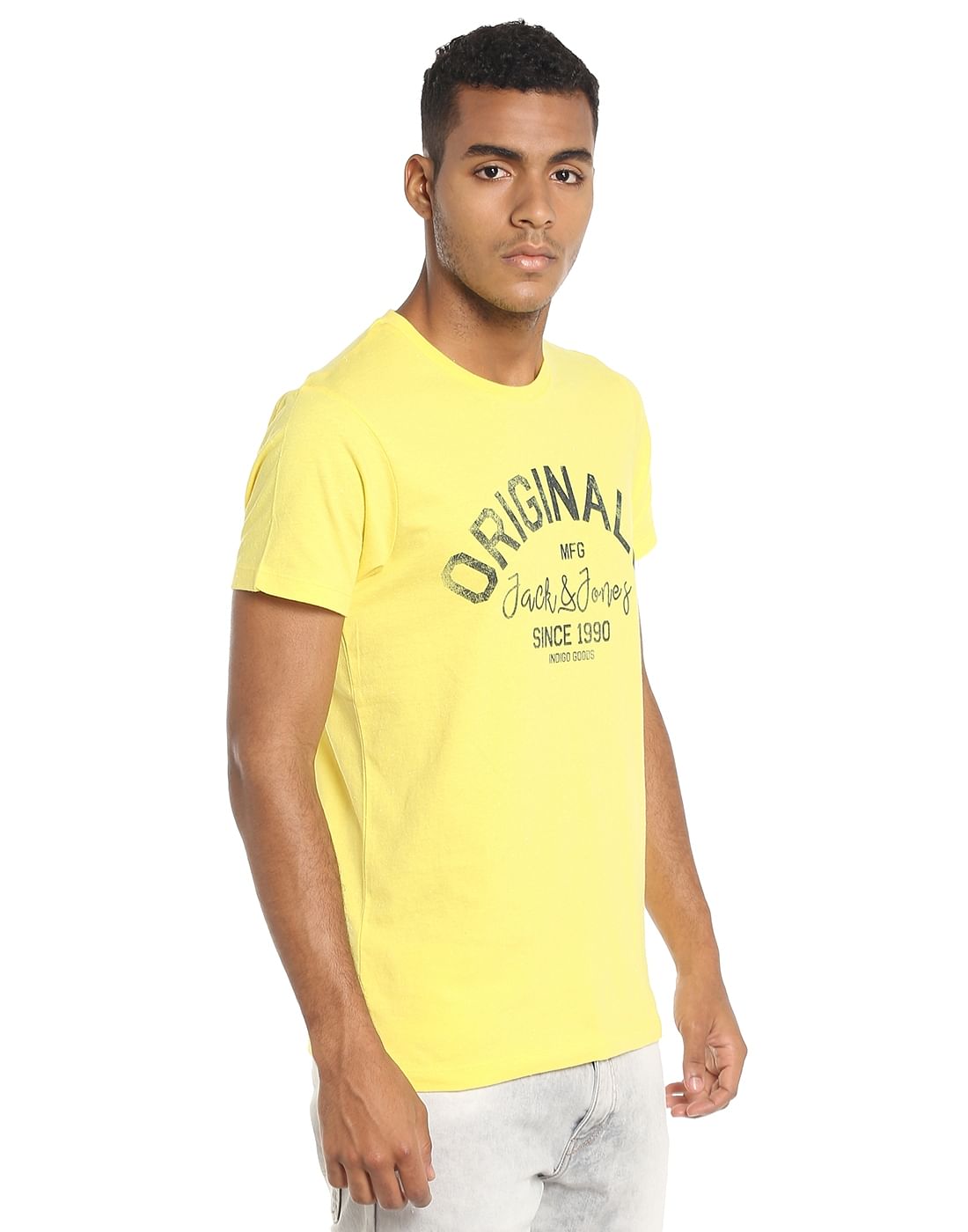 Yellow Graphic Print Crew Neck T-Shirt