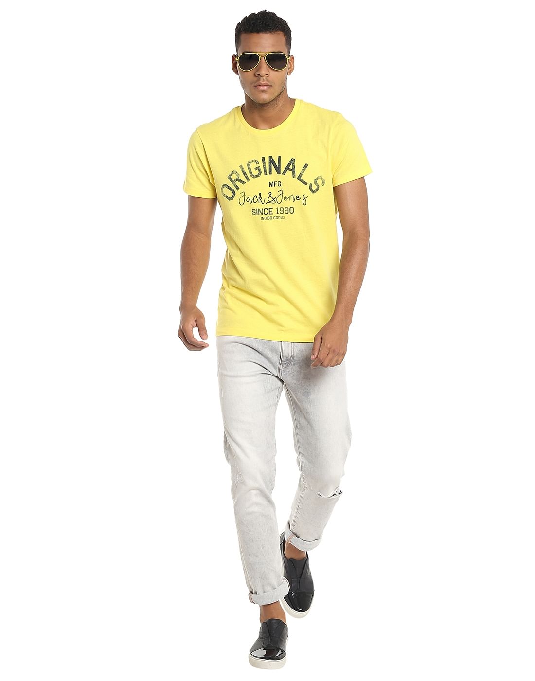 Yellow Graphic Print Crew Neck T-Shirt