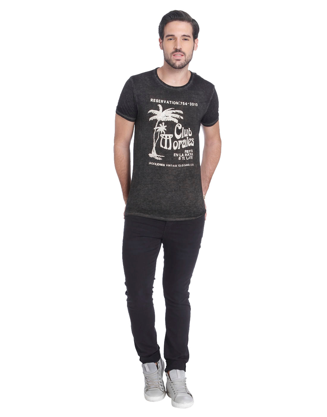 Black Graphic Print Crew Neck T-Shirt