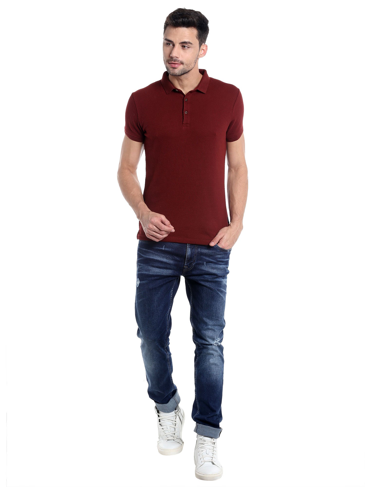 Red Polo Neck T-Shirt