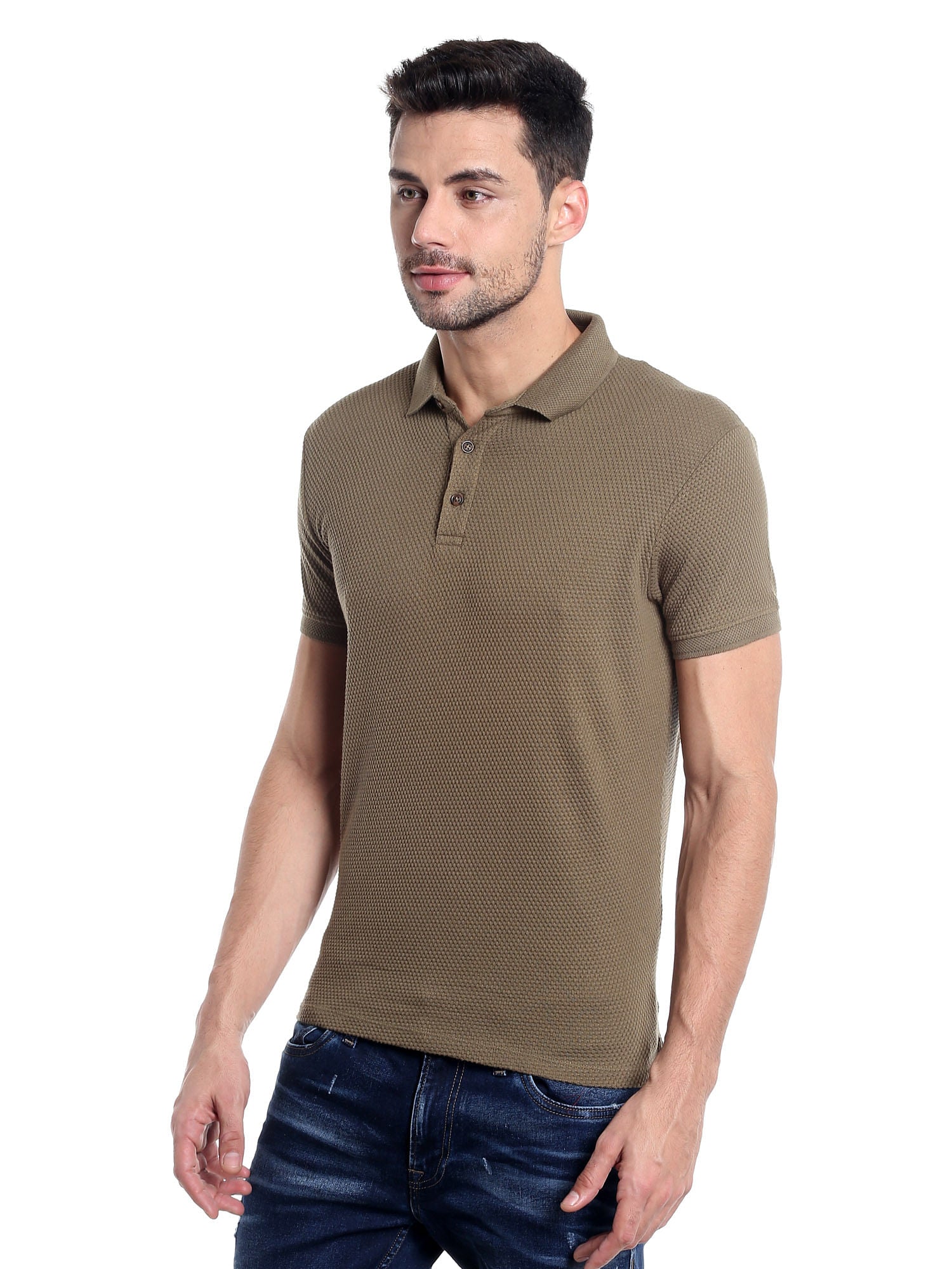 Brown Polo Neck T-Shirt