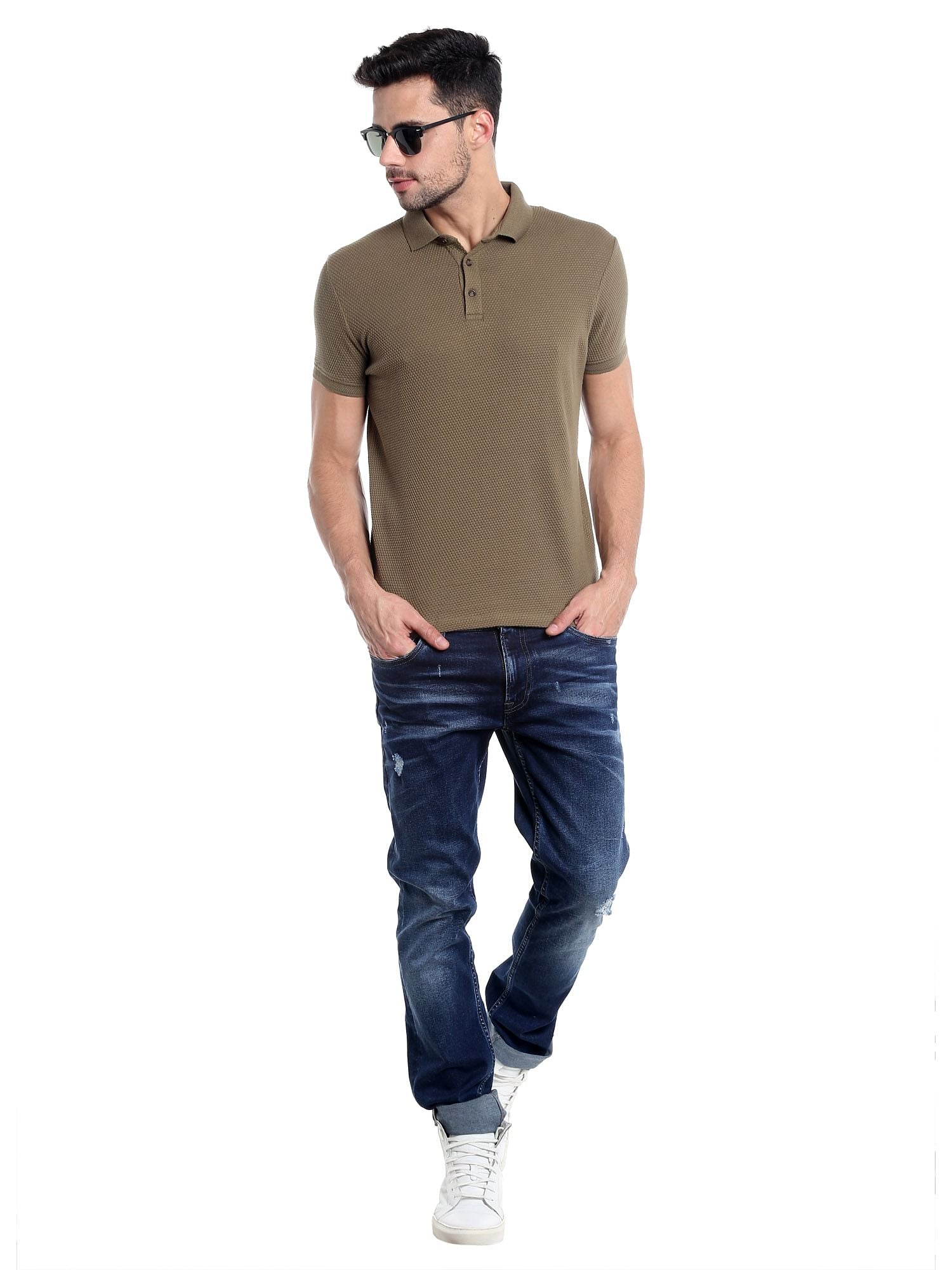 Brown Polo Neck T-Shirt
