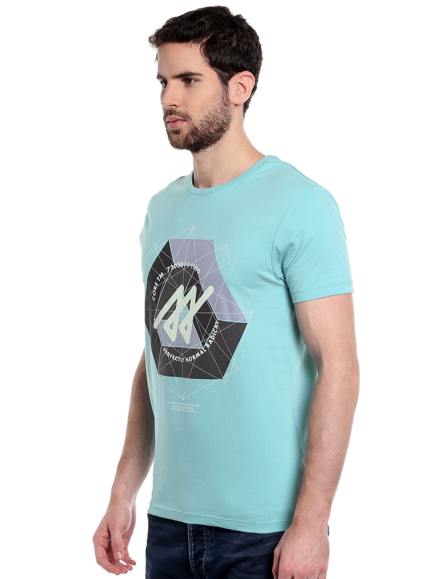 Blue Graphic Print Crew Neck T-Shirt