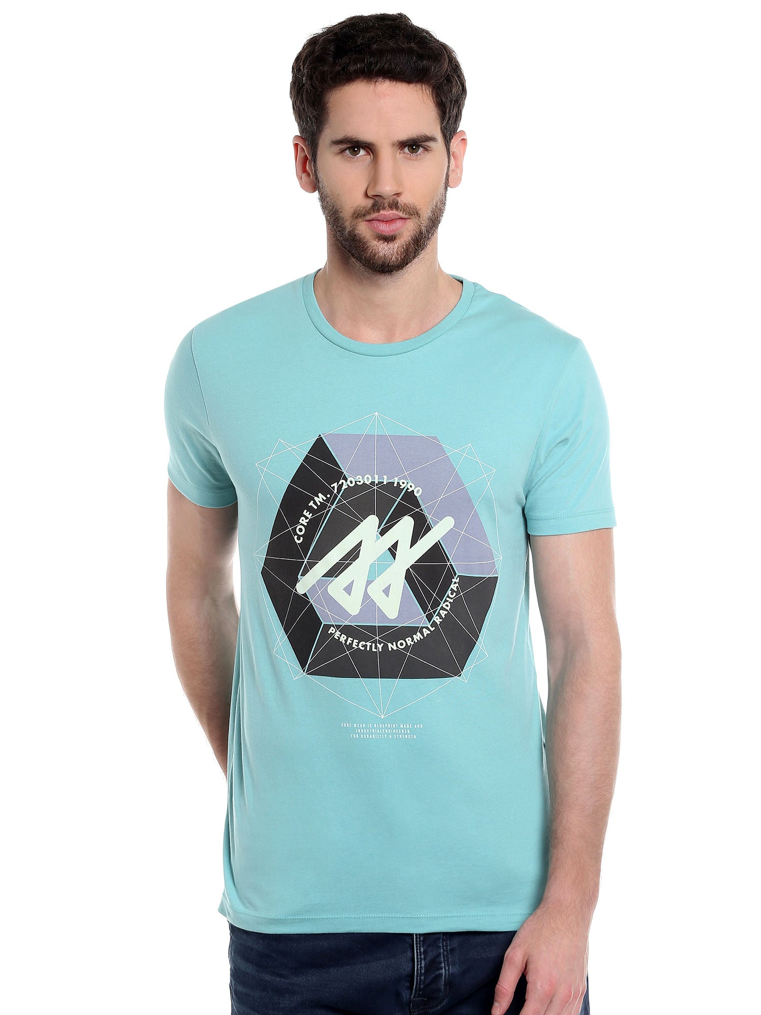 Blue Graphic Print Crew Neck T-Shirt