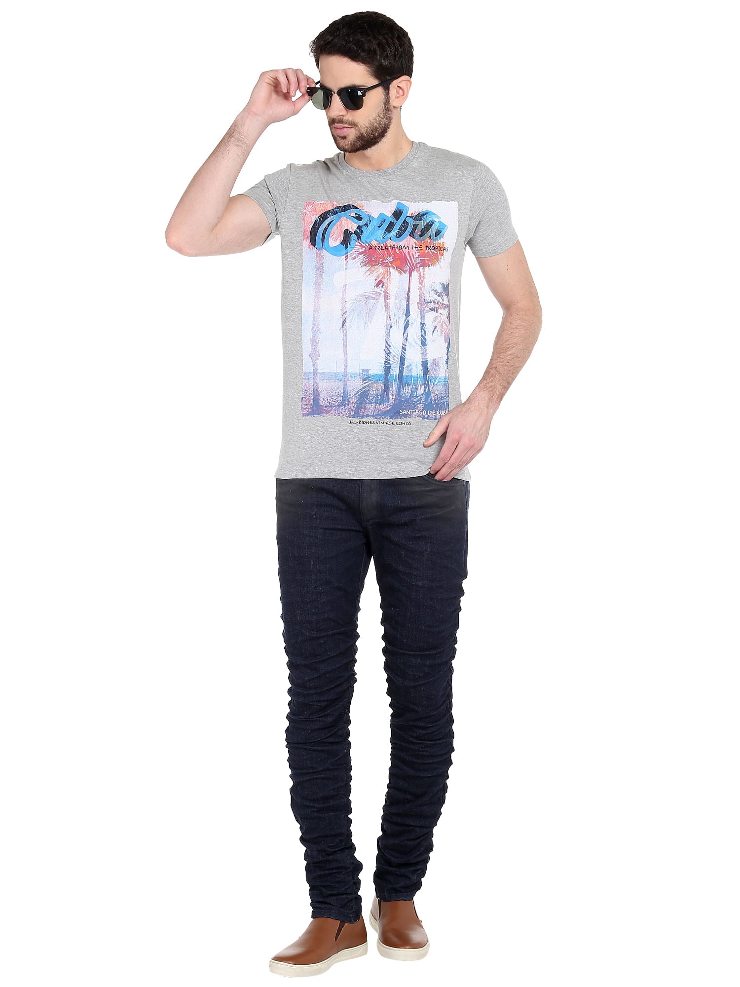 Cuba Print Grey T-Shirt
