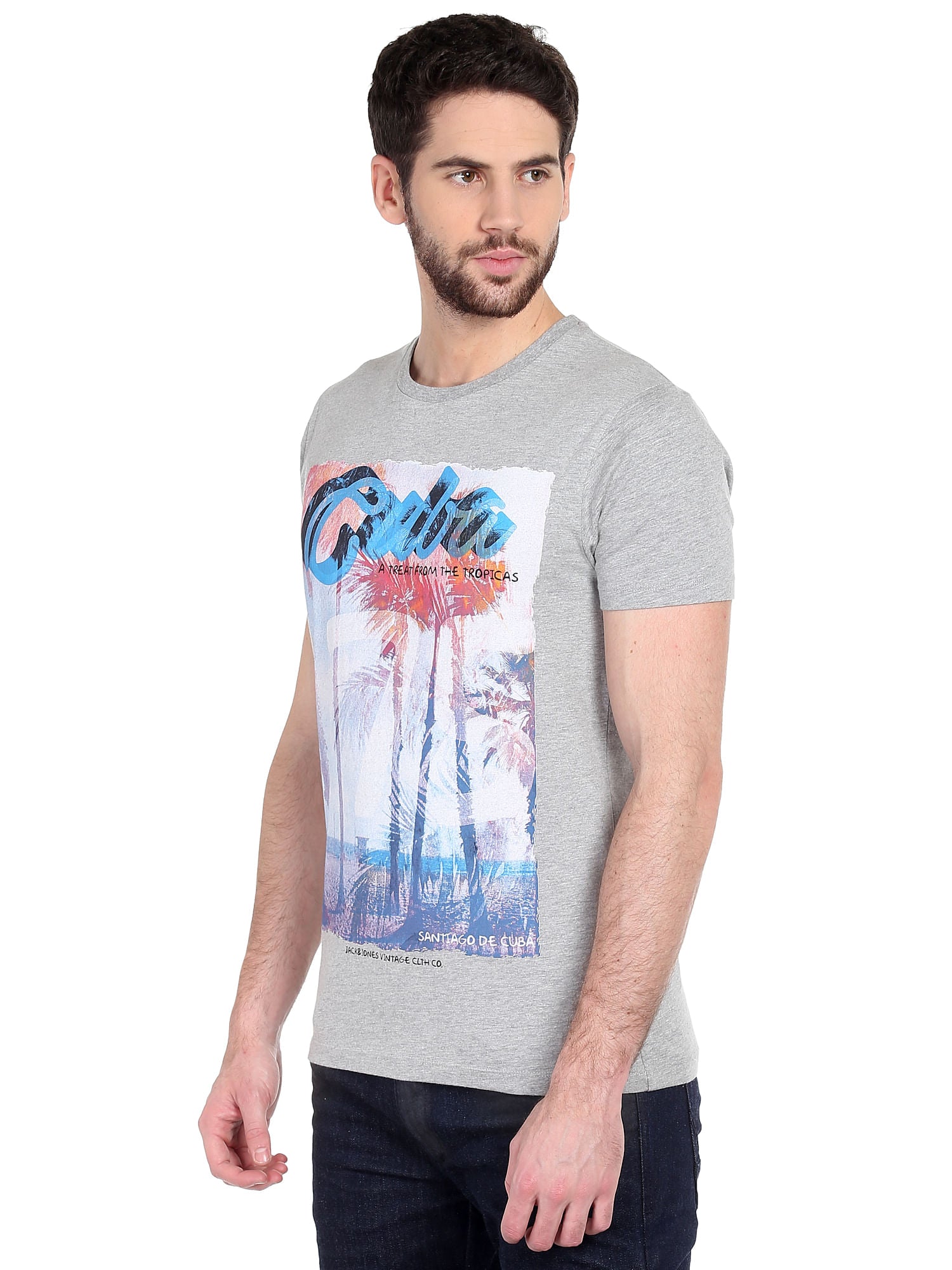 Cuba Print Grey T-Shirt