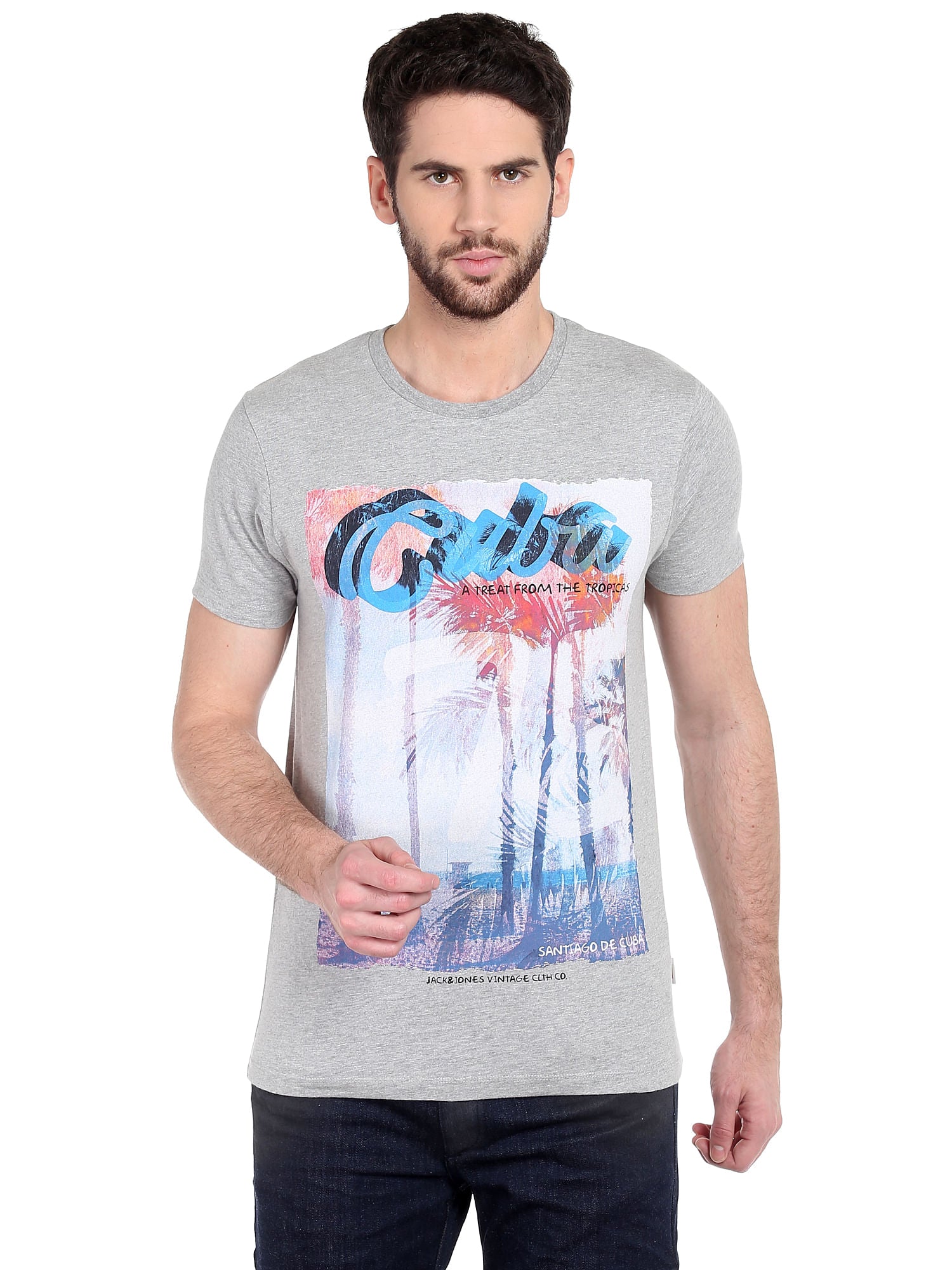 Cuba Print Grey T-Shirt