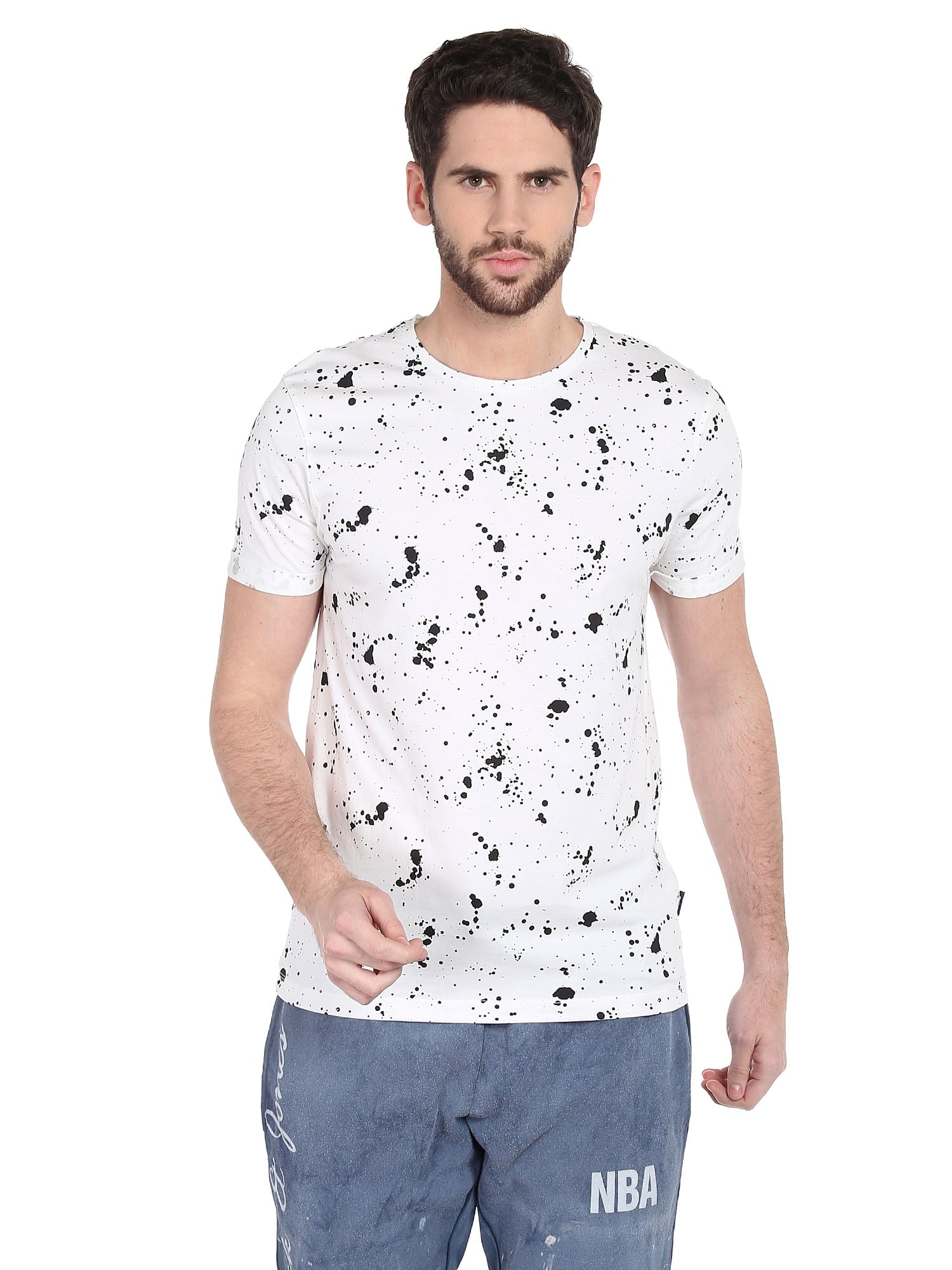 White Printed Crew Neck T-Shirt