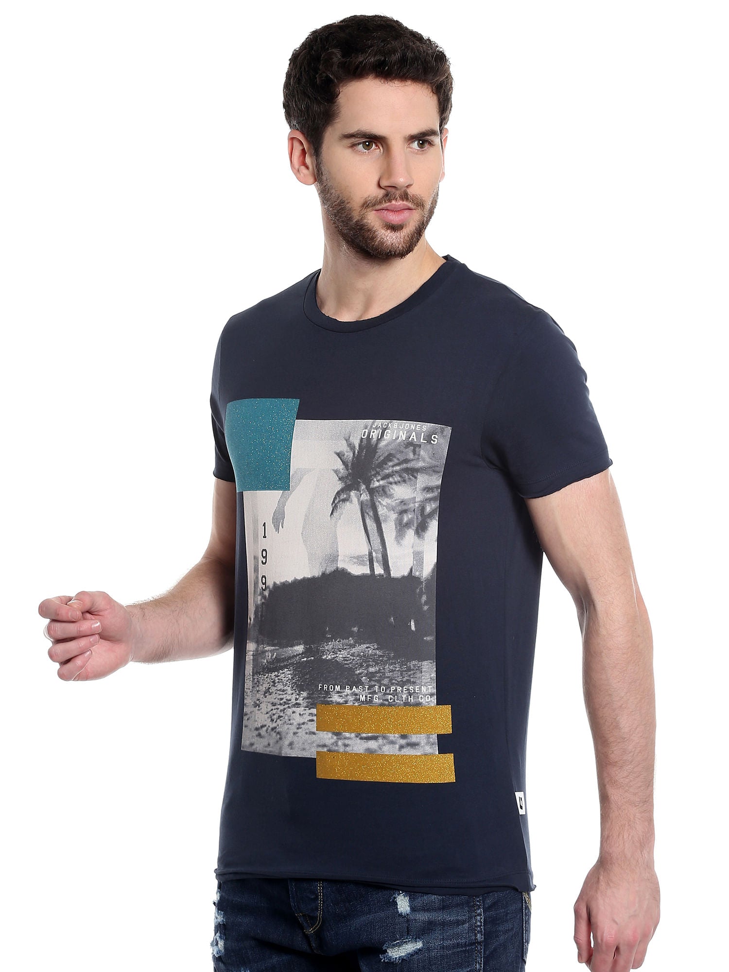 Black Graphic Print Crew Neck T-Shirt