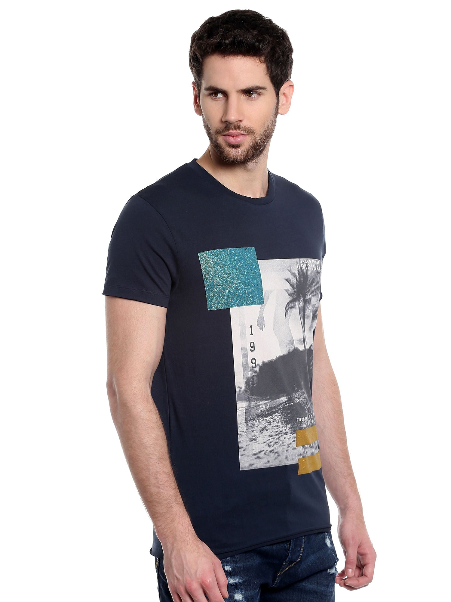 Black Graphic Print Crew Neck T-Shirt