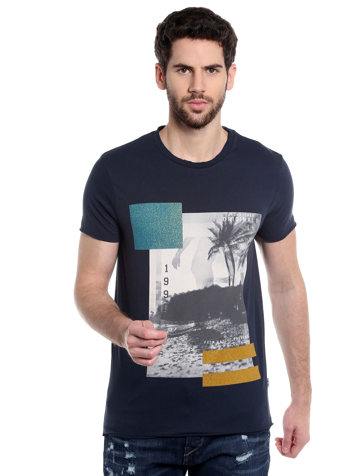 Black Graphic Print Crew Neck T-Shirt
