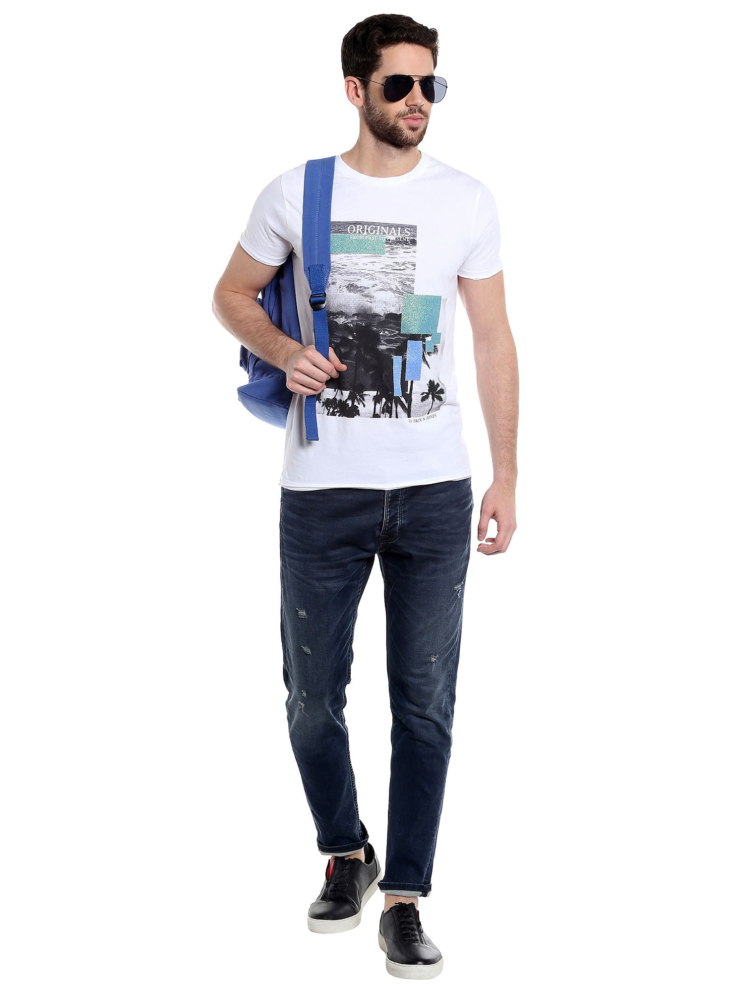 White Graphic Print Crew Neck T-Shirt