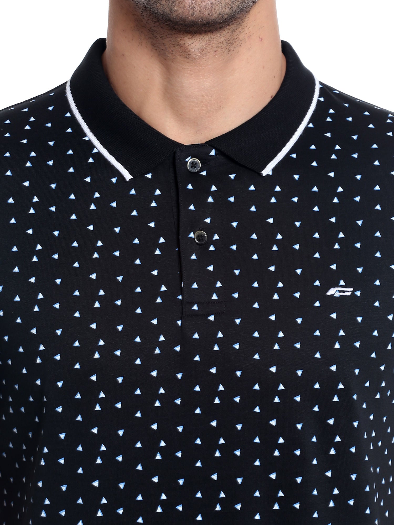 Black Printed Polo T-Shirt