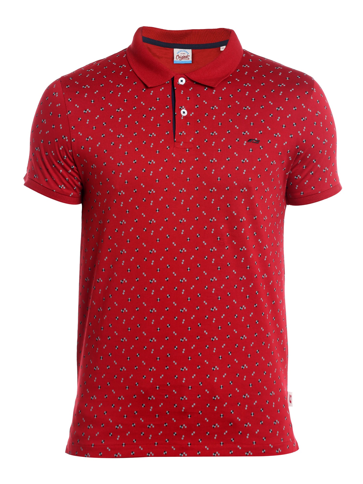 Bright Red Printed Polo T-Shirt