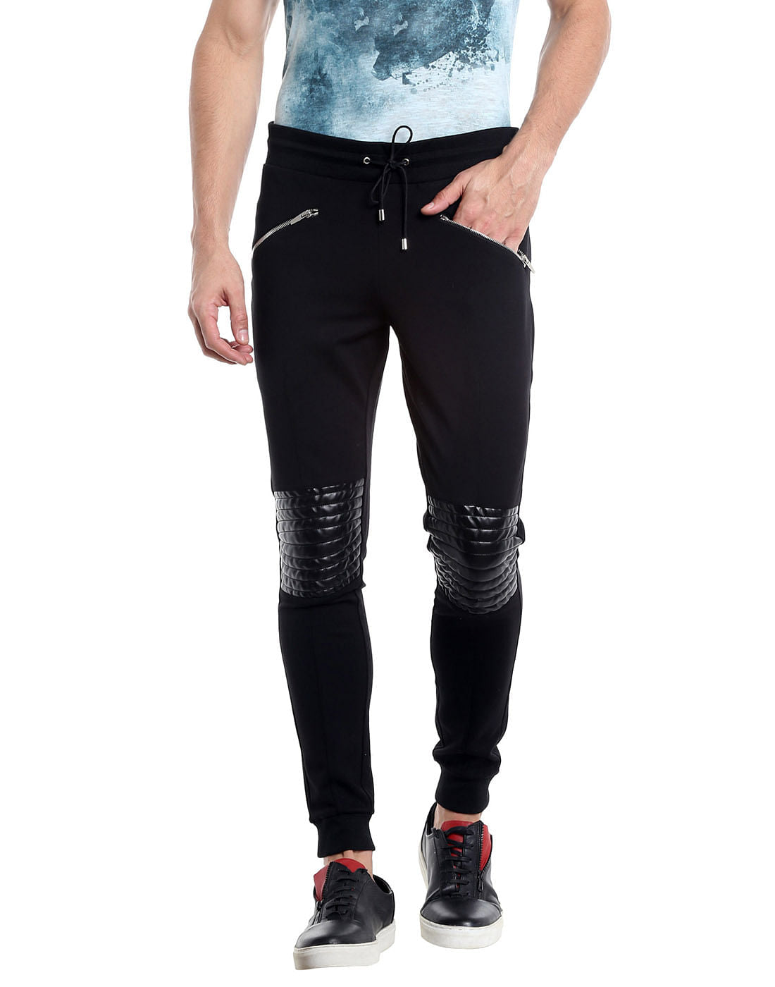 Black Biker Slim Sweatpant - S