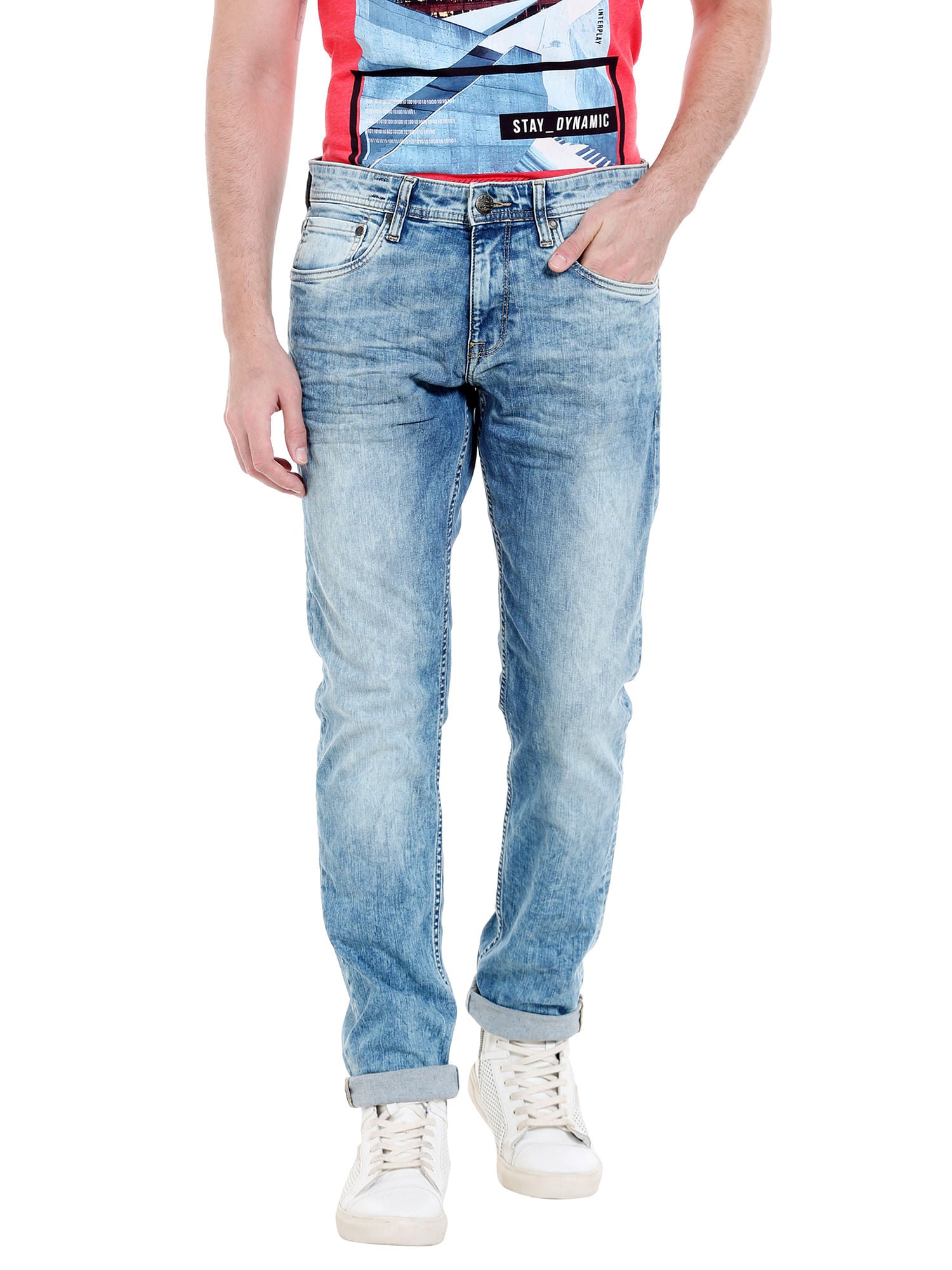 Light Blue Washed Low Rise Slim Fit Jeans