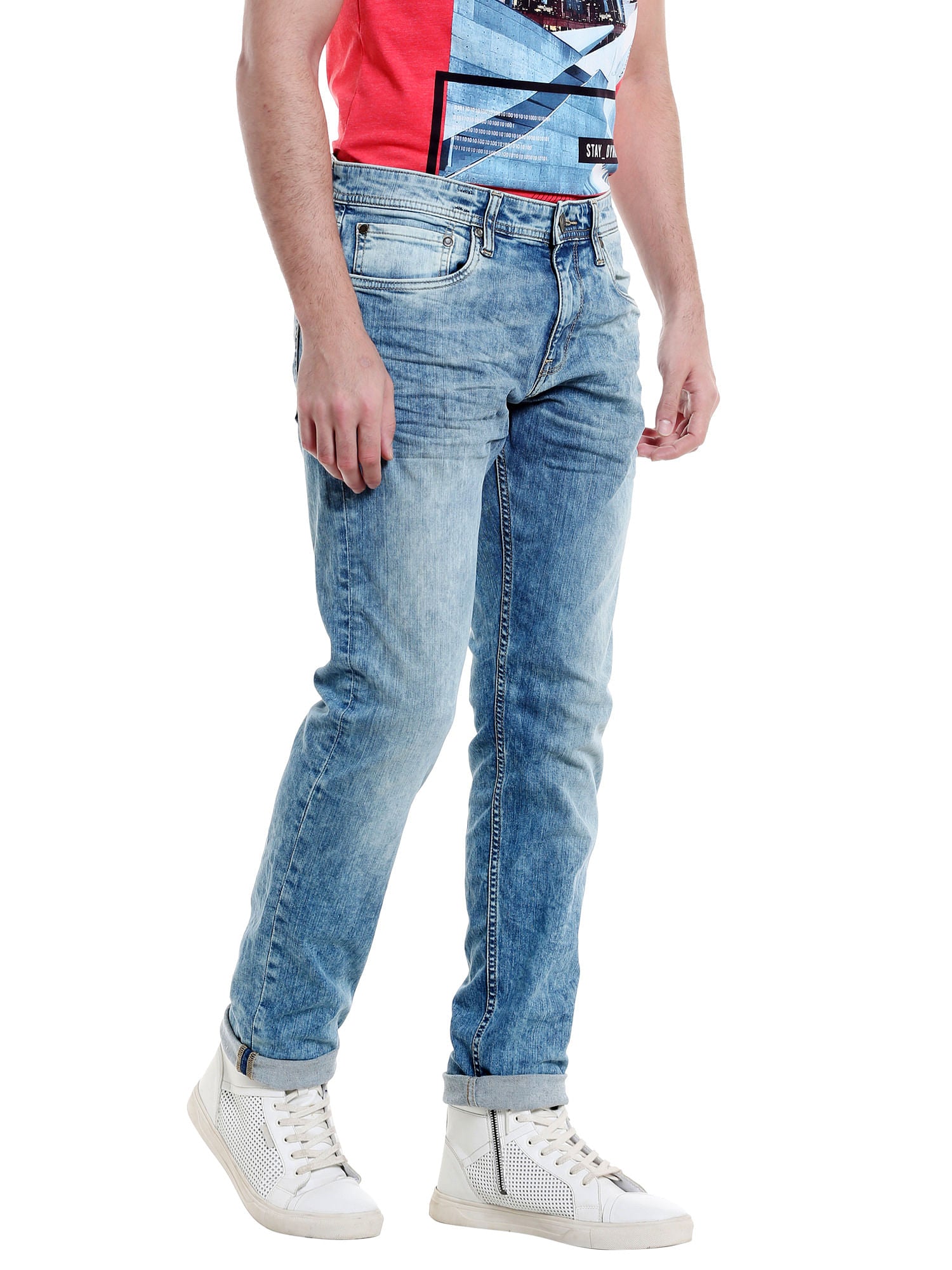 Light Blue Washed Low Rise Slim Fit Jeans