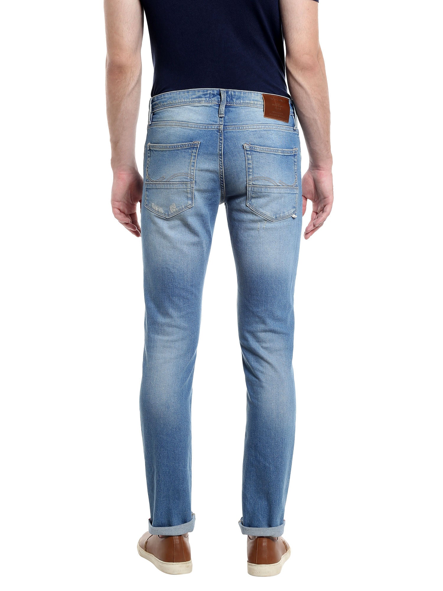 Light Blue Distressed Slim Fit Jeans