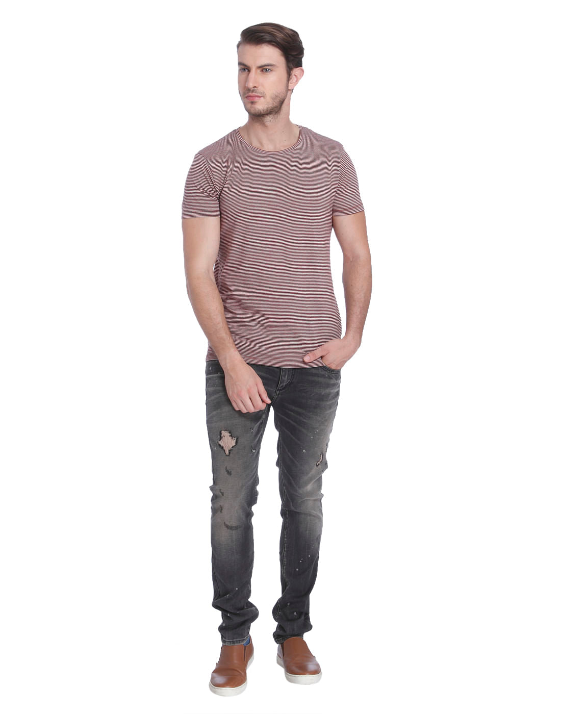 Red Striped Crew Neck T-Shirt