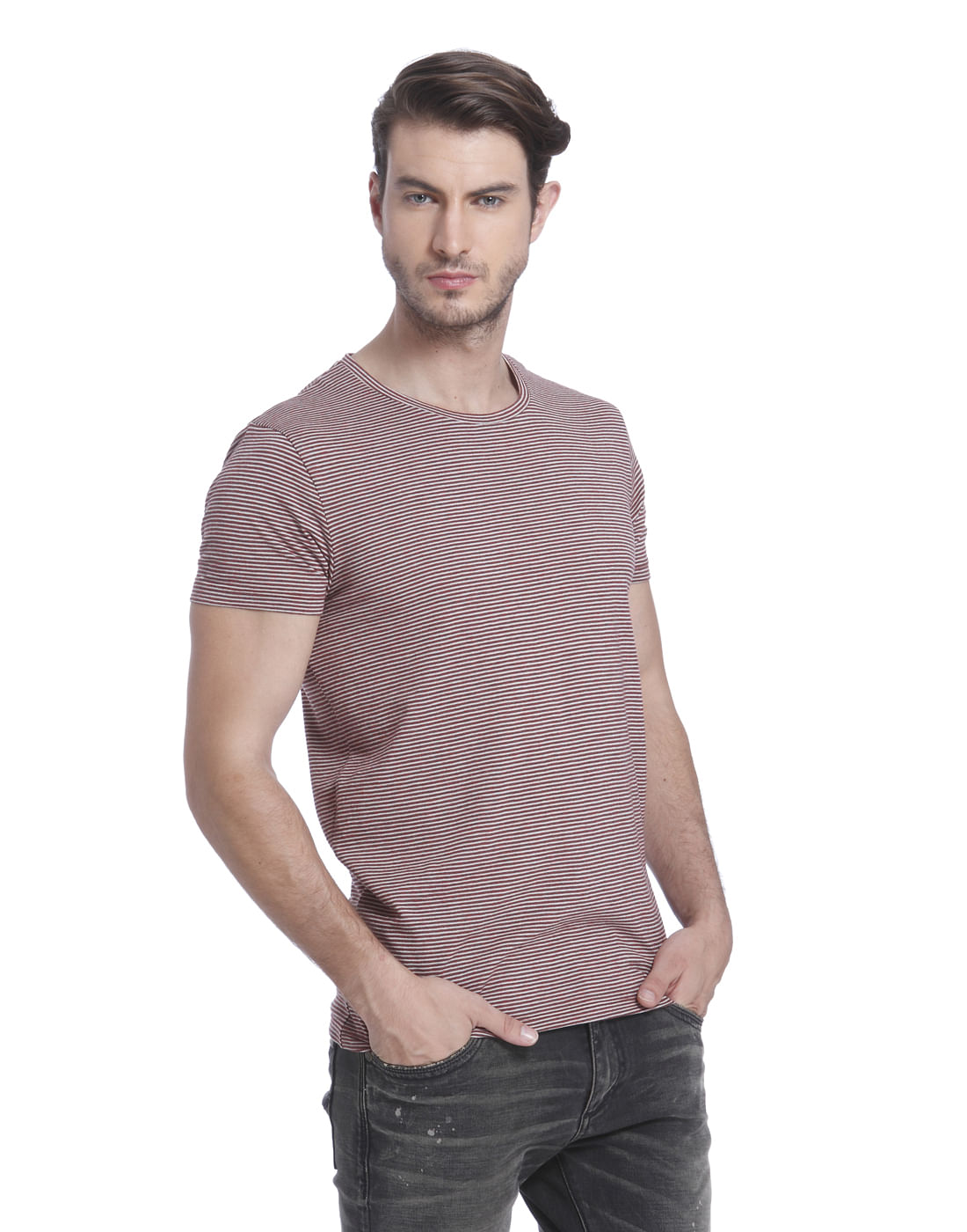 Red Striped Crew Neck T-Shirt