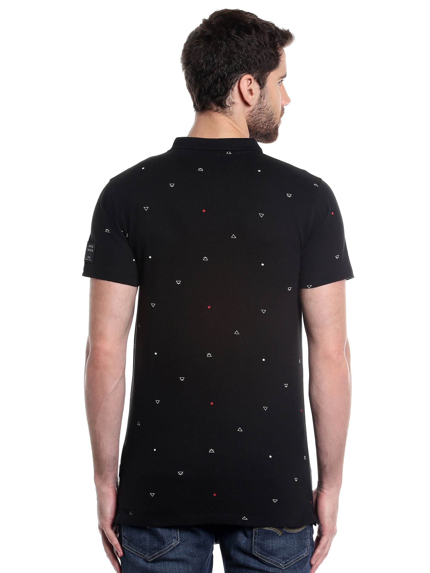 Black Printed Polo T-Shirt