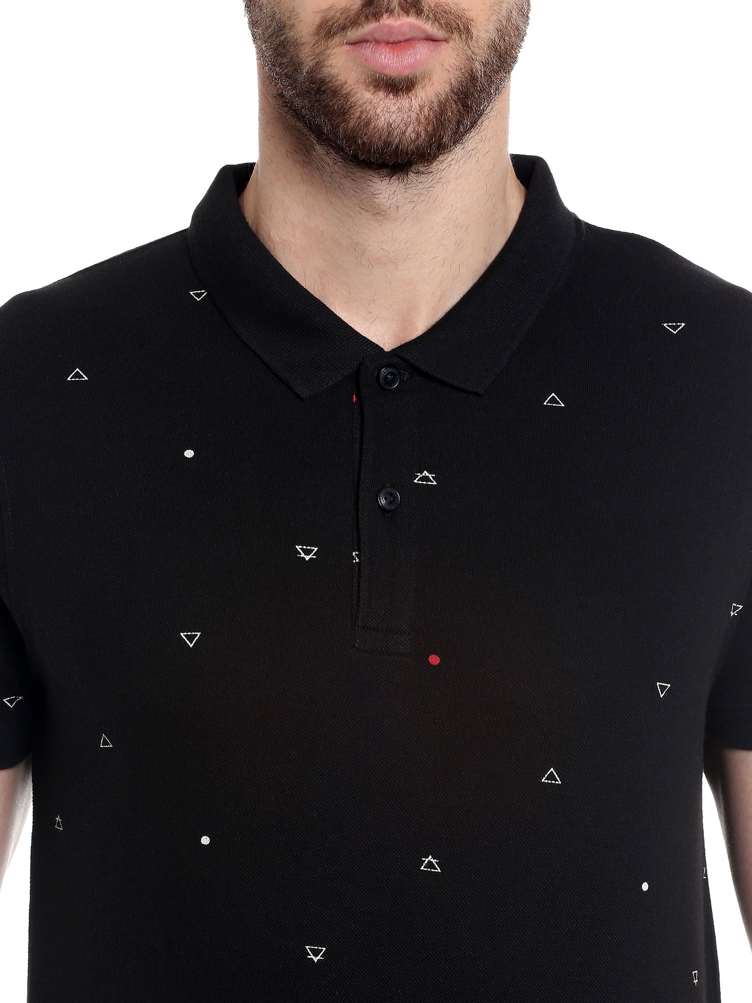 Black Printed Polo T-Shirt