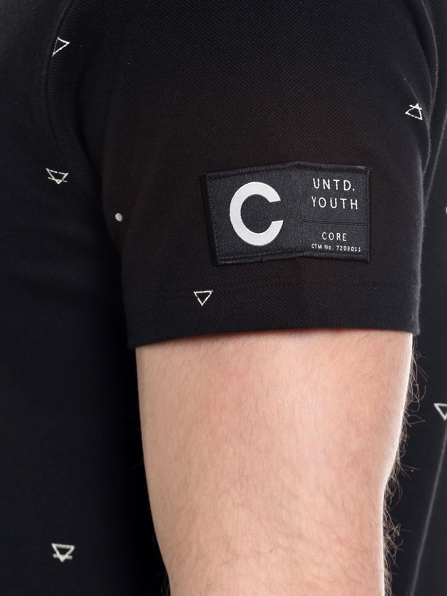 Black Printed Polo T-Shirt