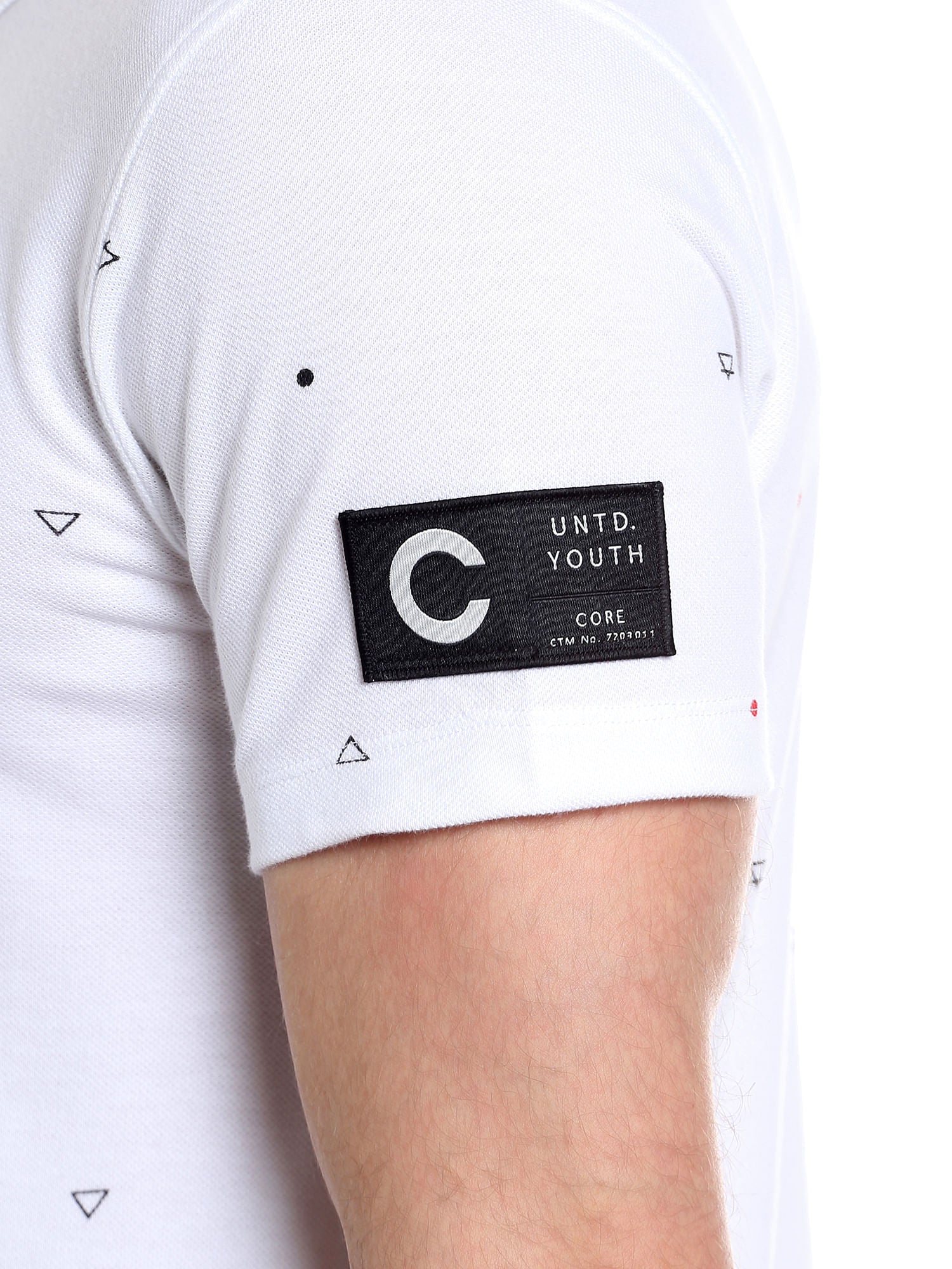 White Printed Polo T-Shirt