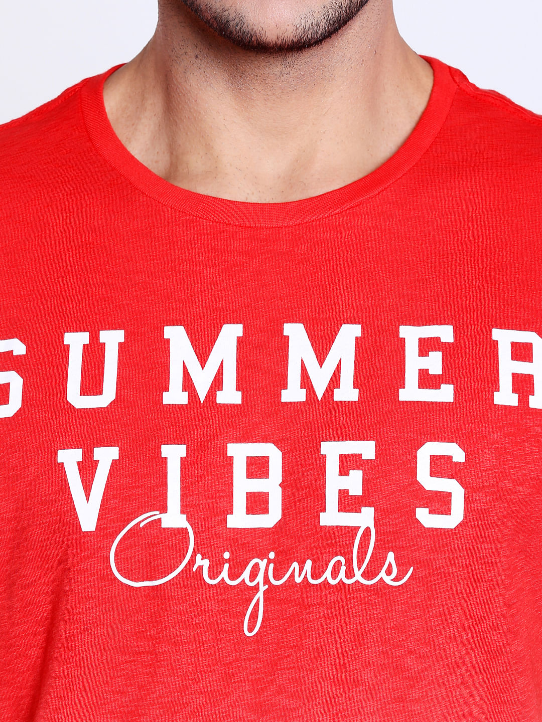 Bright Red Ombre Crew Neck T-Shirt
