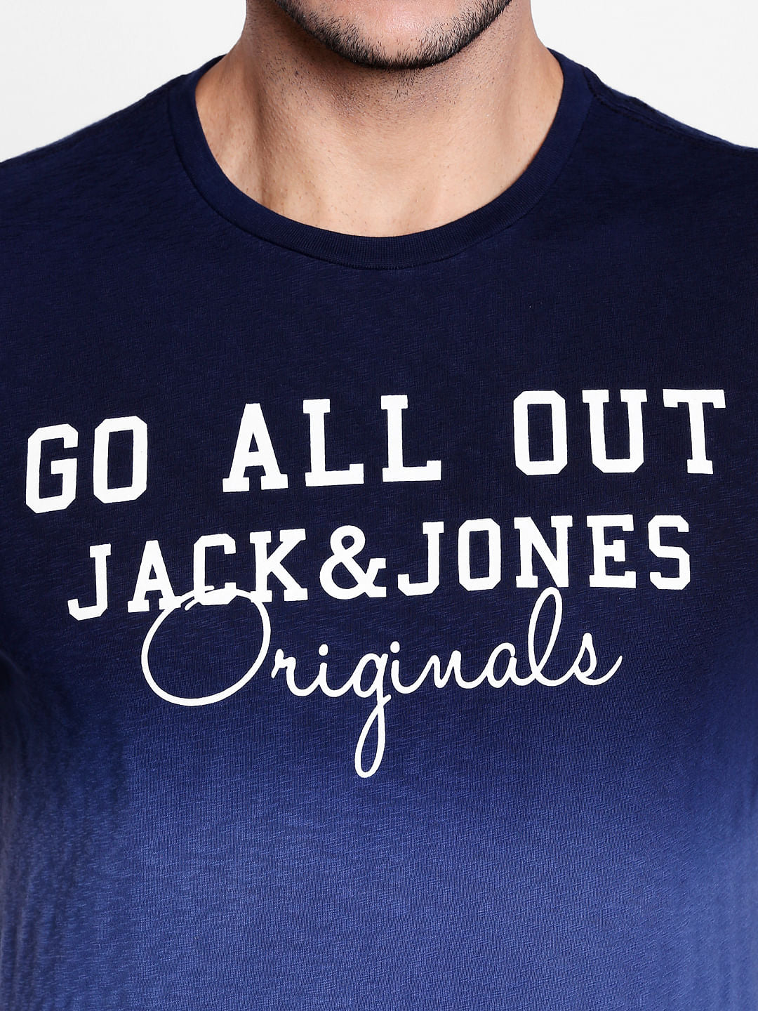 Dark Blue Ombre Crew Neck T-Shirt