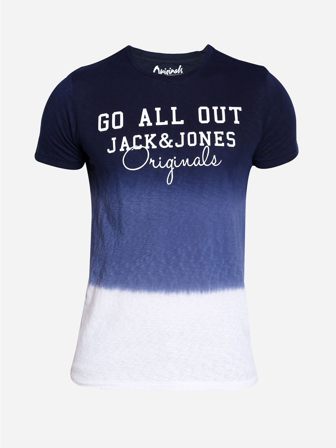 Dark Blue Ombre Crew Neck T-Shirt