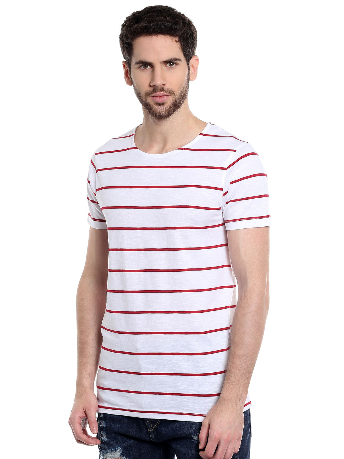 White Striped T-Shirt - S