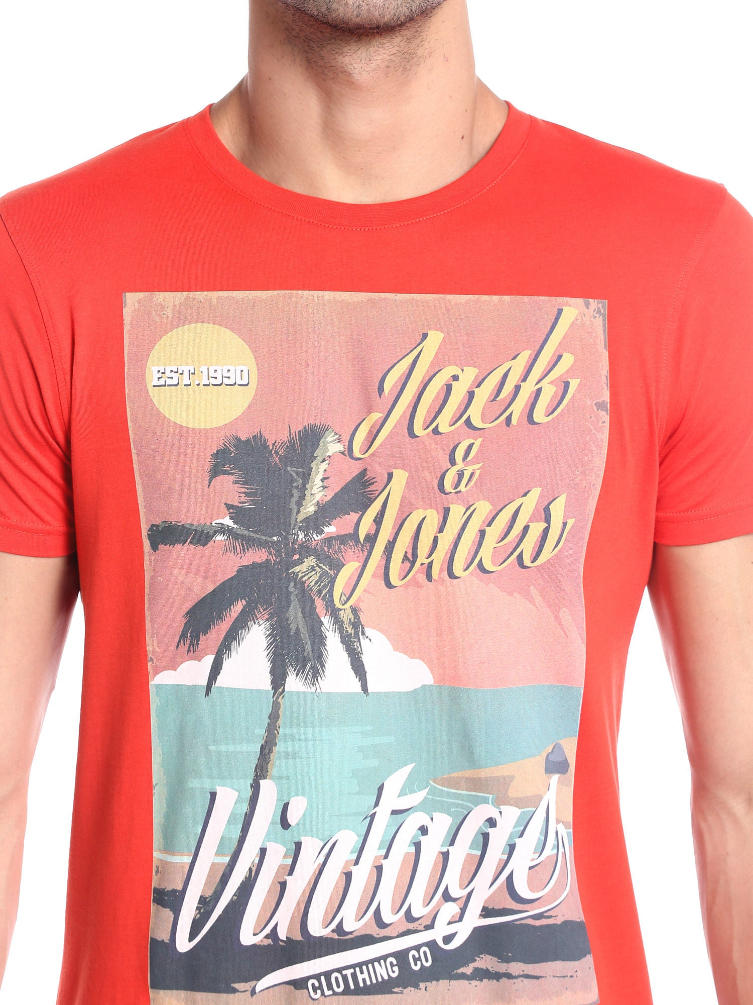 Orange Graphic Print Slim Fit T-Shirt