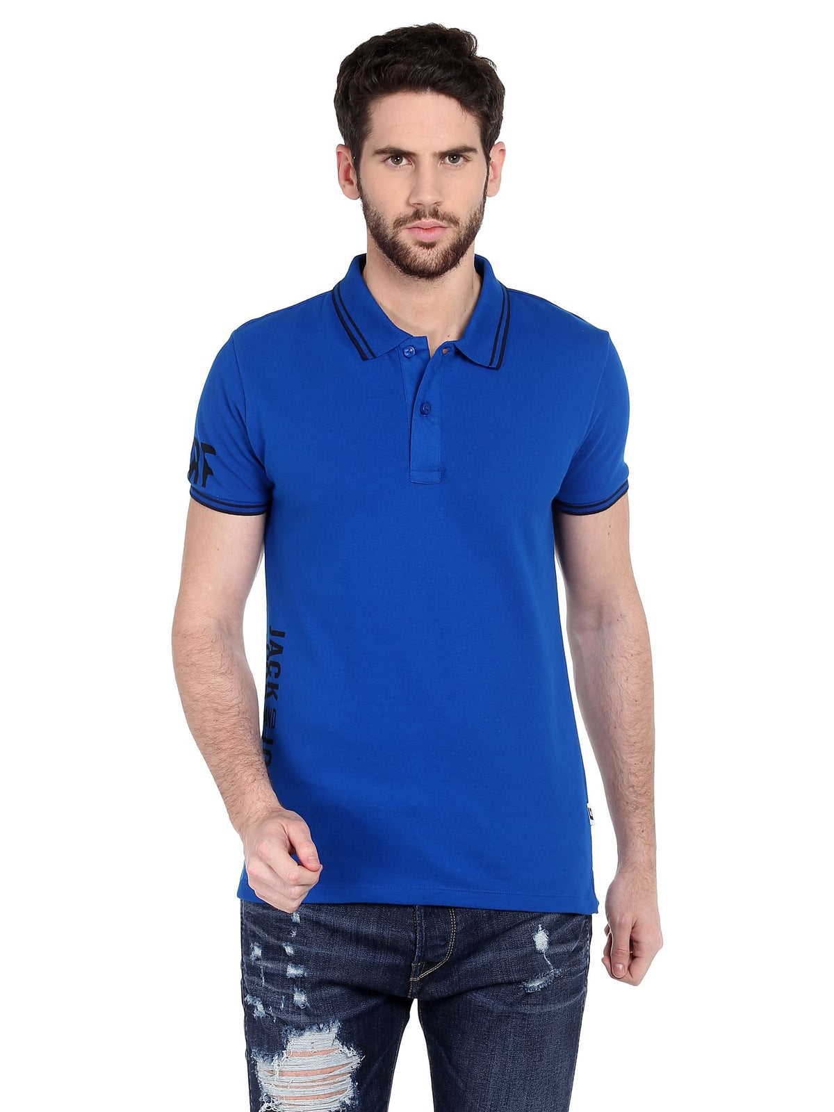 Electric Blue Logo Print Polo T-Shirt - S