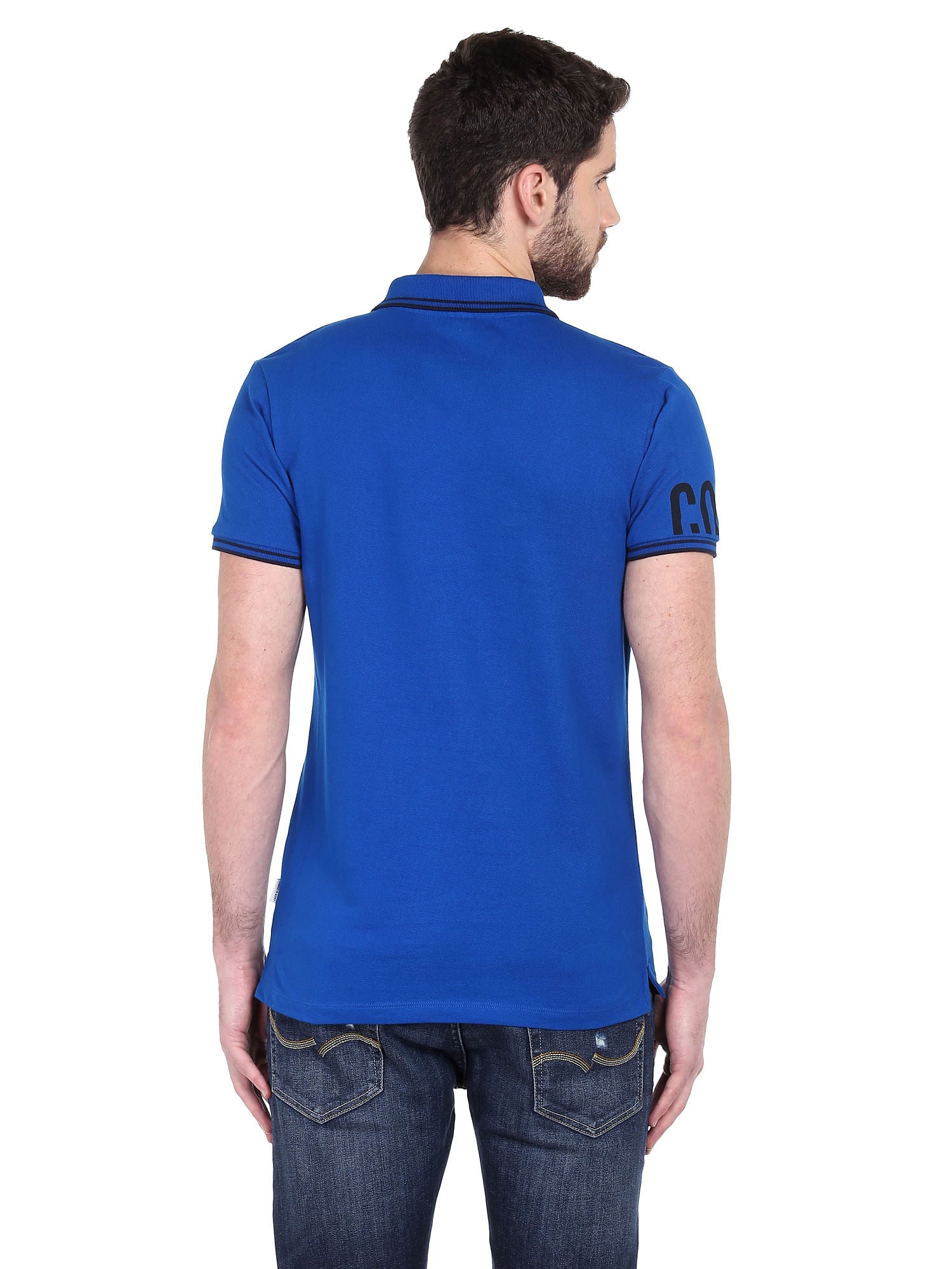 Electric Blue Logo Print Polo T-Shirt