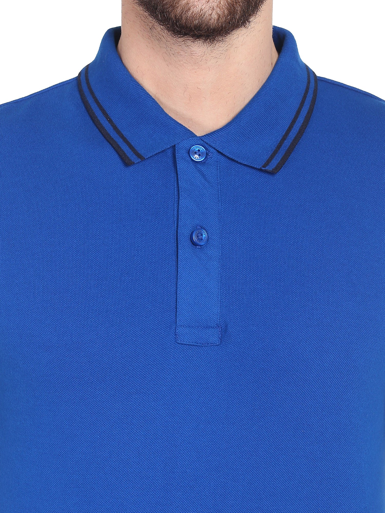 Electric Blue Logo Print Polo T-Shirt