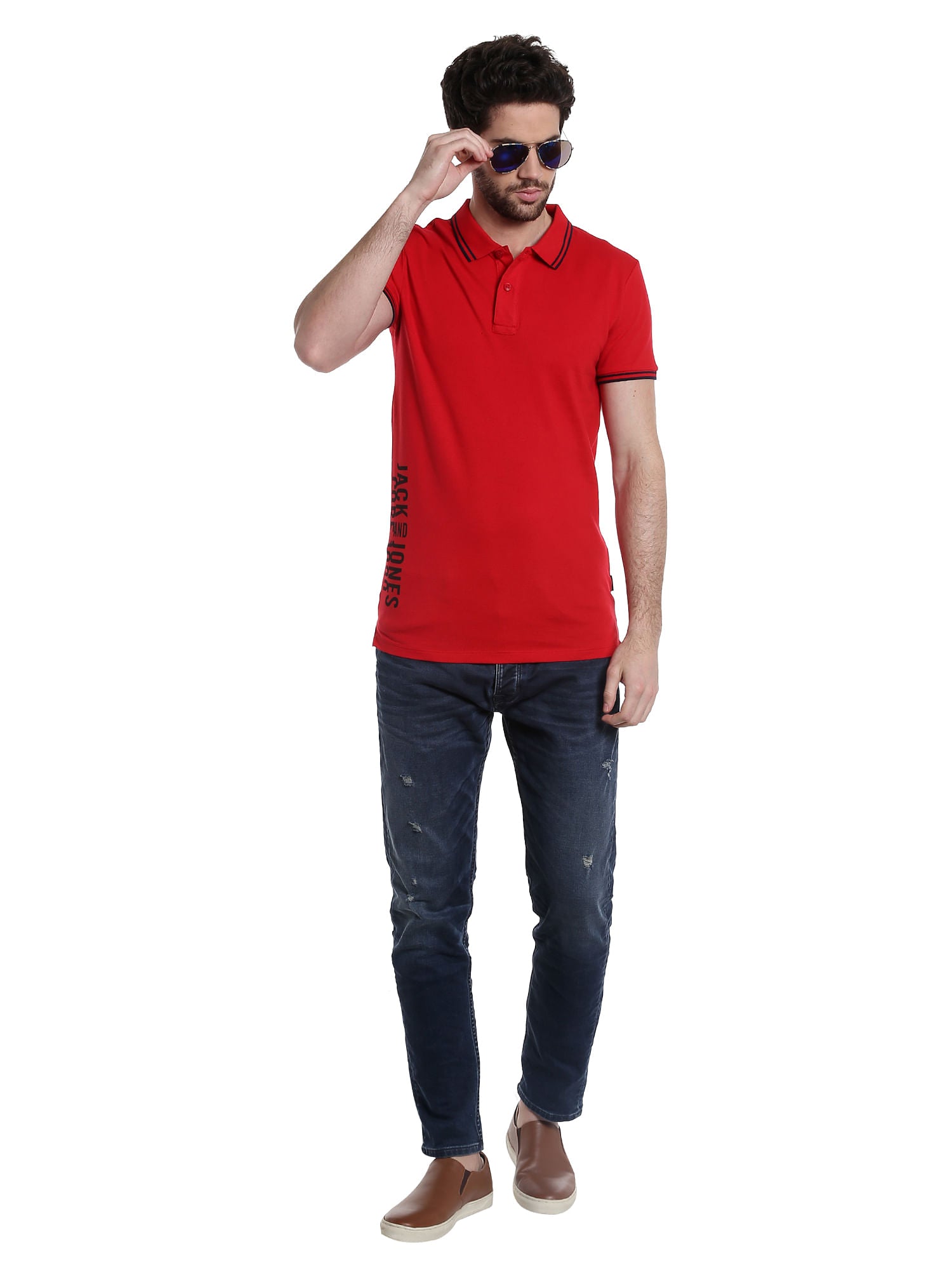 Red Logo Print Polo T-Shirt