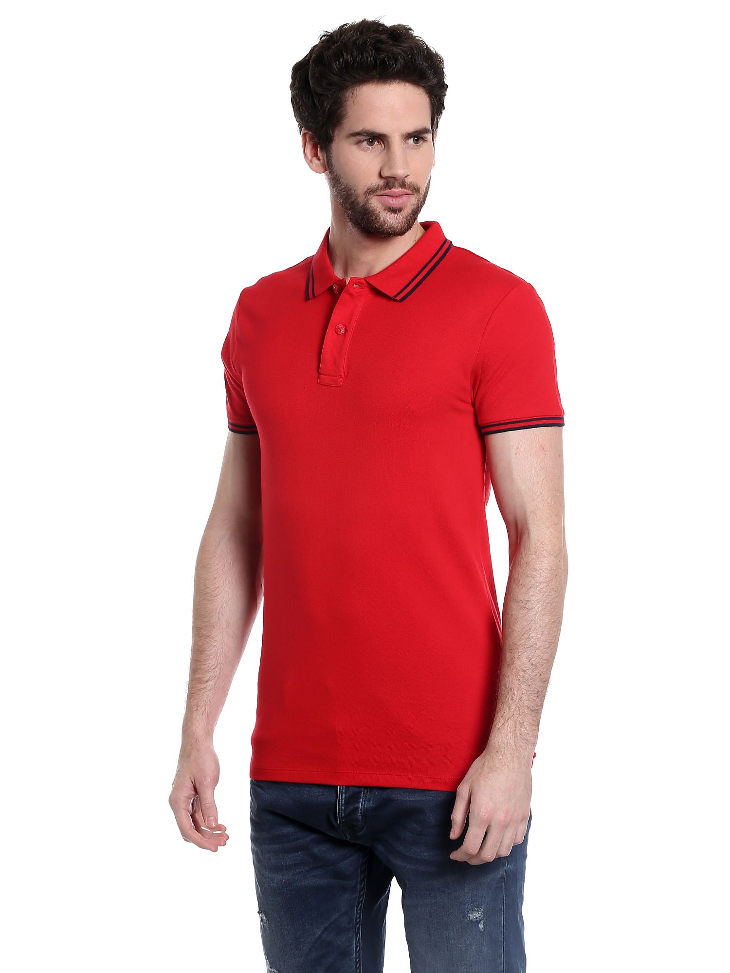 Red Logo Print Polo T-Shirt