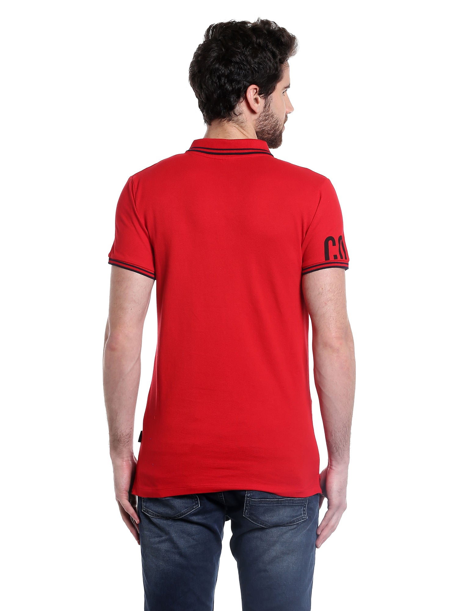 Red Logo Print Polo T-Shirt