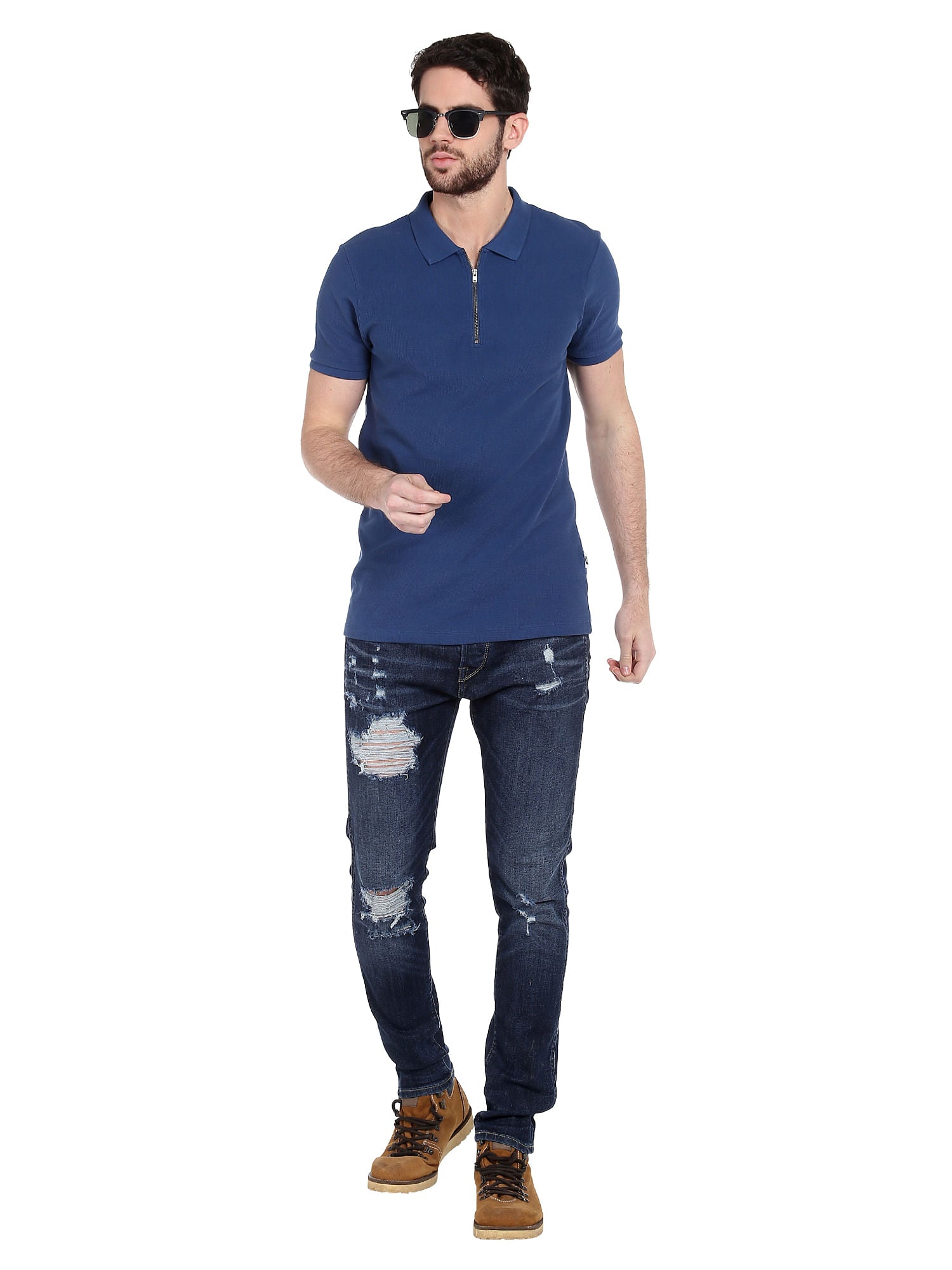 Blue Zip Up Polo