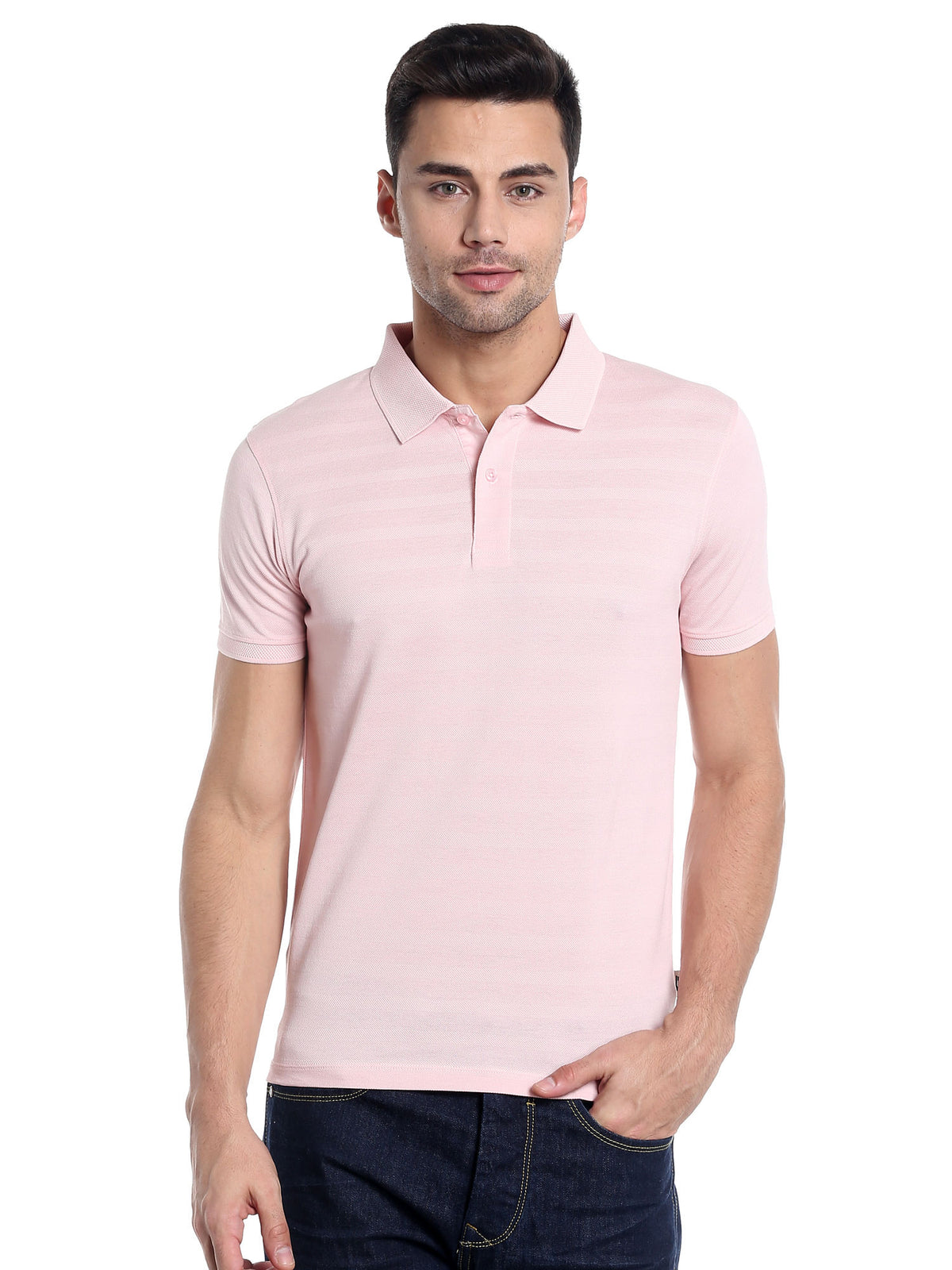 Lilac Striped Polo T-Shirt - S